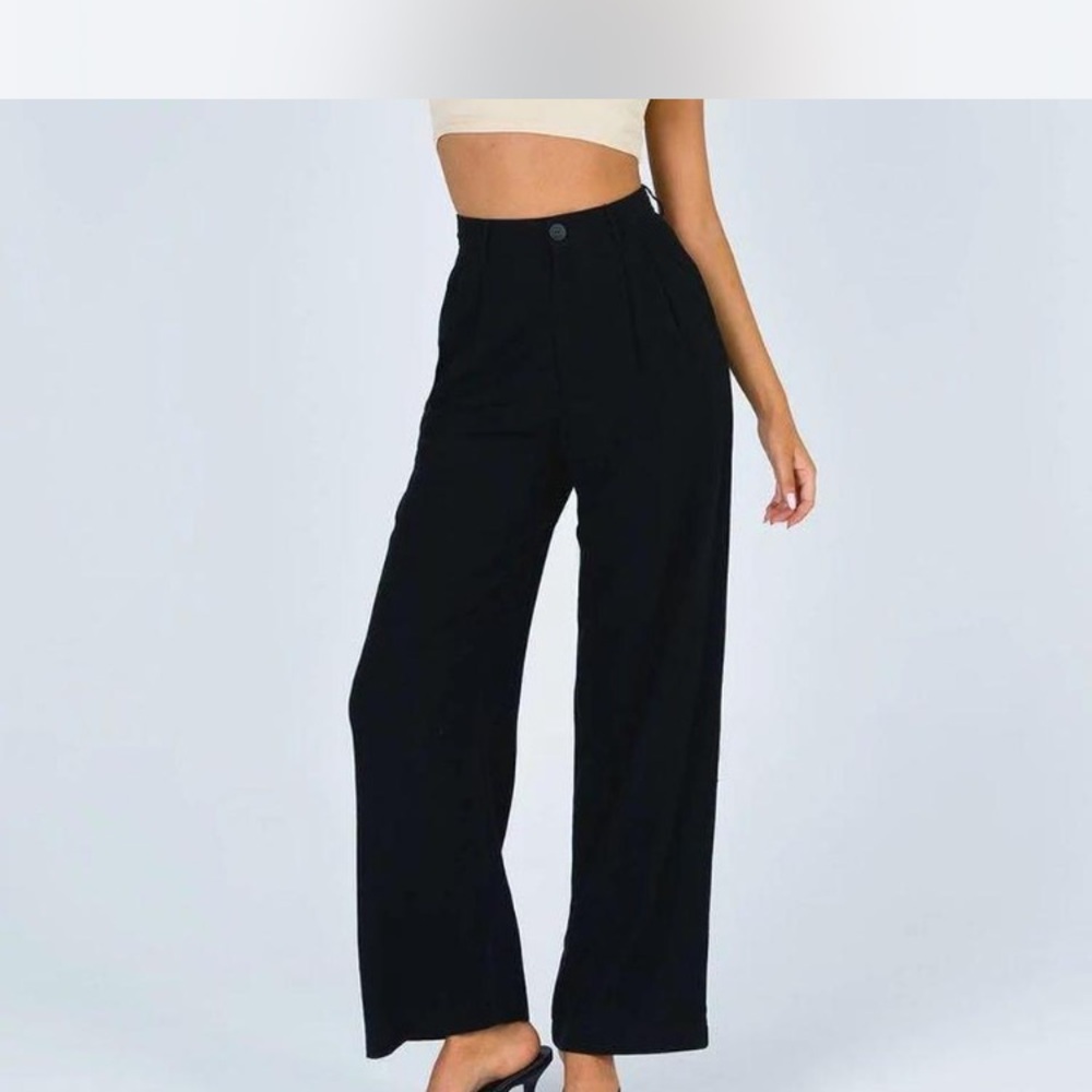Princess Polly Black High-Rise Wide Leg Pants